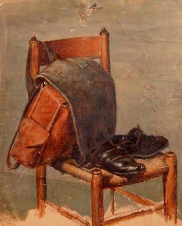 Georg Andreas Hoffmann Jahitasku ja kingad toolil Sweden oil painting art